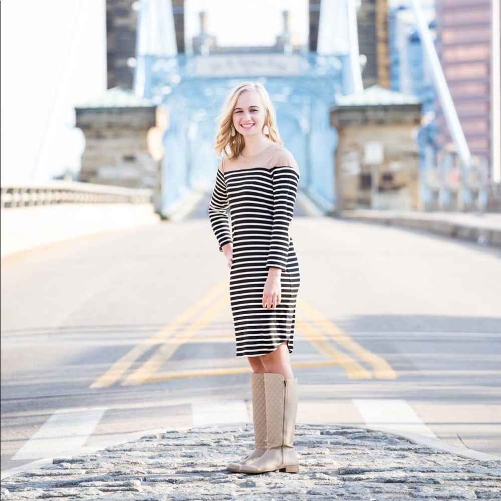 ONLY WORN ONCE. Black and white striped dress
